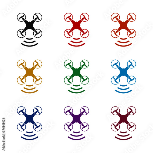 Drone wifi icon, color set