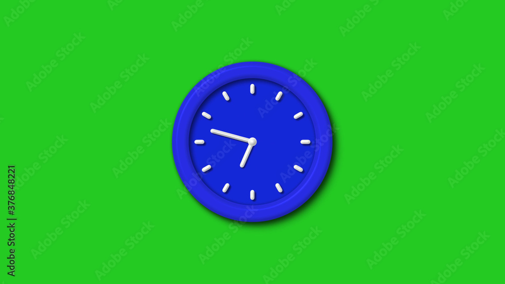 New blue color 3d wall clock icon on green background,Counting down clock icon New blue color 3d wall clock icon on green background,Counting down clock icon
