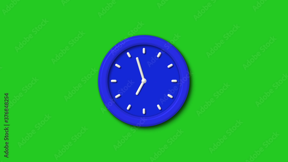 New blue color 3d wall clock icon on green background,Counting down clock icon New blue color 3d wall clock icon on green background,Counting down clock icon