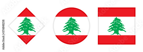 lebanon flag icon set. isolated on white background 
