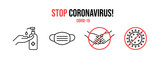 Coronavirus preventive signs on a white background