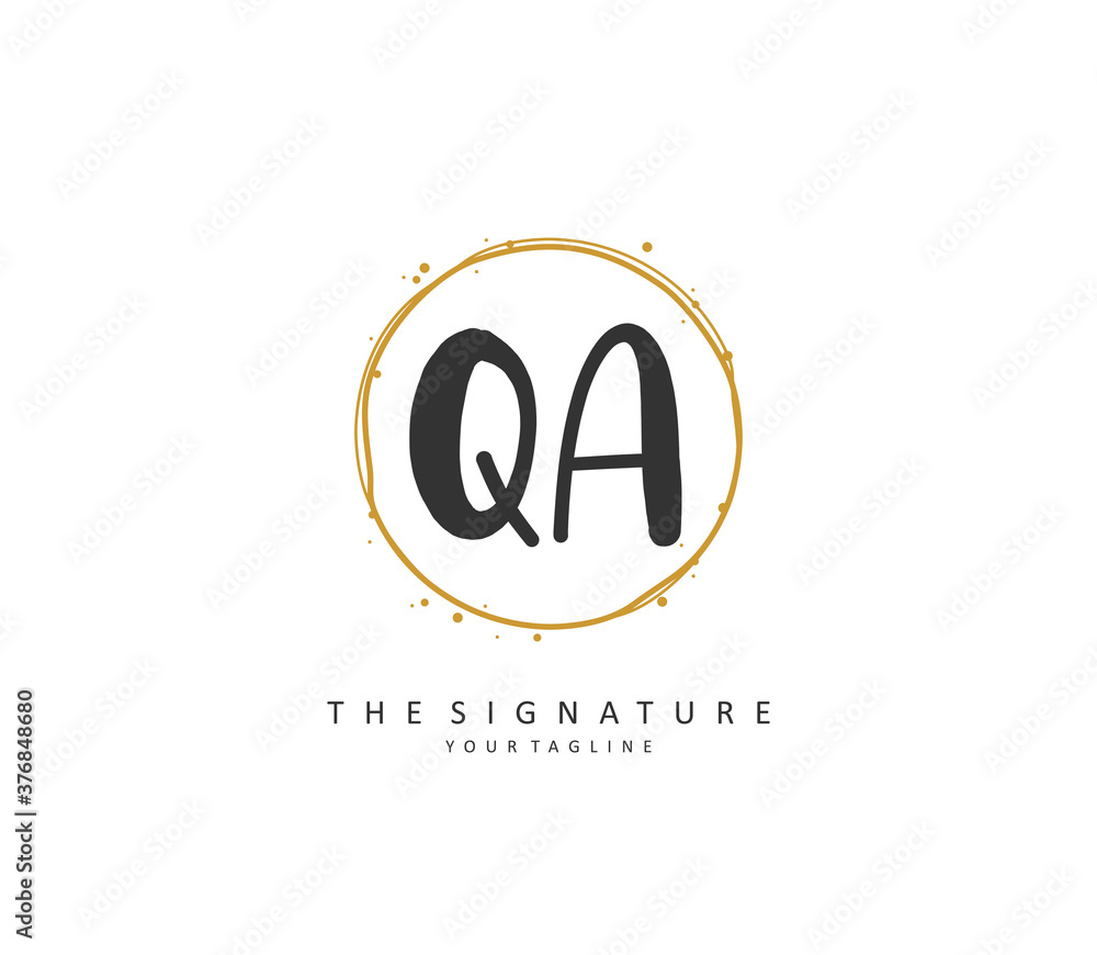 Q A QA Initial letter handwriting and signature logo. A concept handwriting initial logo with template element. Q A QA Initial letter handwriting and signature logo. A concept handwriting initial logo with template element.