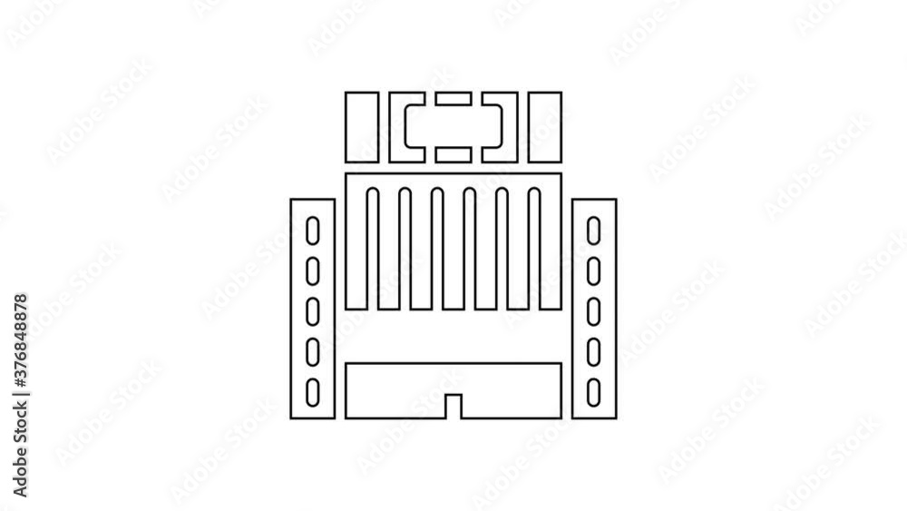 Black line Hotel Ukraina building icon isolated on white background. 4K Video motion graphic animation. Black line Hotel Ukraina building icon isolated on white background. 4K Video motion graphic animation.