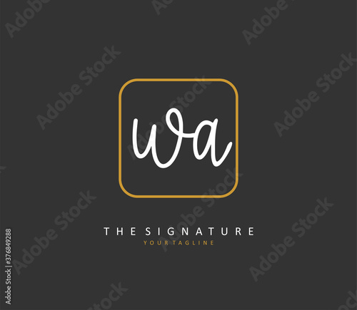 W A WA Initial letter handwriting and signature logo. A concept handwriting initial logo with template element.