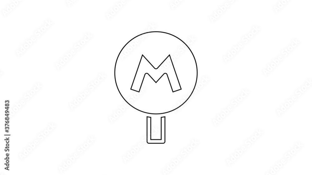 Black line Metro or Underground or Subway icon isolated on white background. 4K Video motion graphic animation. Black line Metro or Underground or Subway icon isolated on white background. 4K Video motion graphic animation.