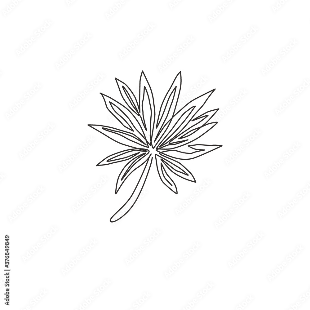 One single line drawing of tropical leaf plant. Printable poster decorative houseplant concept for home wall decor wallpaper ornament. Modern continuous line draw design vector graphic illustration One single line drawing of tropical leaf plant. Printable poster decorative houseplant concept for home wall decor wallpaper ornament. Modern continuous line draw design vector graphic illustration