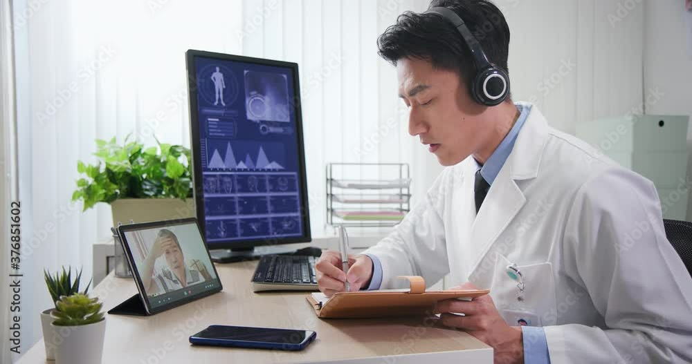 Telemedicine concept on webcam Telemedicine concept on webcam