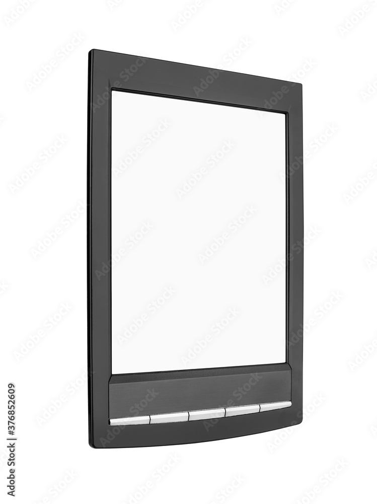 Electronic book on white background isolated close up side view, blank e-book, empty e-reader, digital screen book, ebook design, ereader tablet concept, copy space Electronic book on white background isolated close up side view, blank e-book, empty e-reader, digital screen book, ebook design, ereader tablet concept, copy space