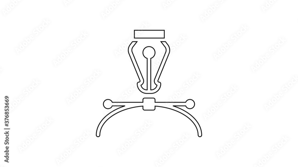Black line Fountain pen nib icon isolated on white background. Pen tool sign. 4K Video motion graphic animation. Black line Fountain pen nib icon isolated on white background. Pen tool sign. 4K Video motion graphic animation.