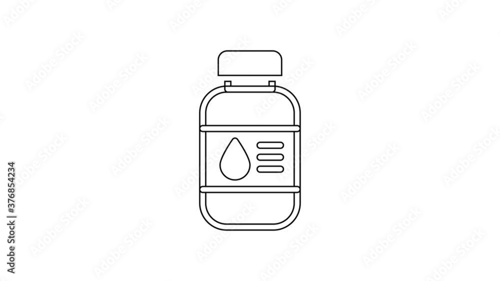 Black line Printer ink bottle icon isolated on white background. 4K Video motion graphic animation. Black line Printer ink bottle icon isolated on white background. 4K Video motion graphic animation.