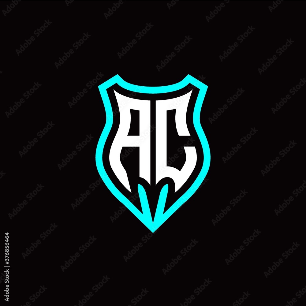 Initial A C letter with shield modern style logo template vector Initial A C letter with shield modern style logo template vector