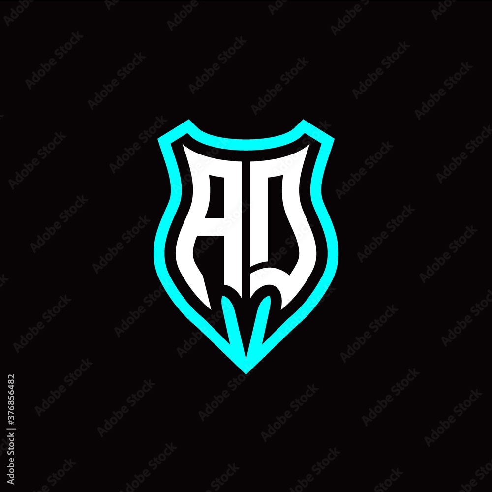 Initial A D letter with shield modern style logo template vector