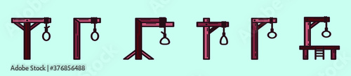 set of gallows. vector illustration. isolated on blue background