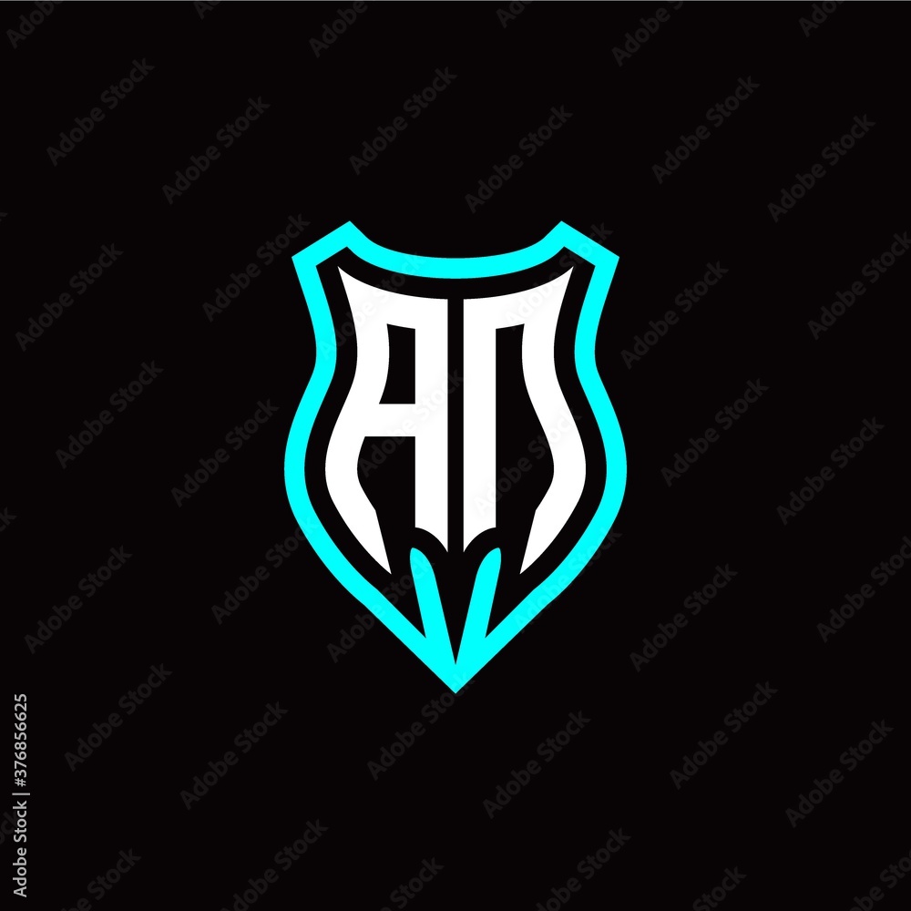 Initial A N letter with shield modern style logo template vector