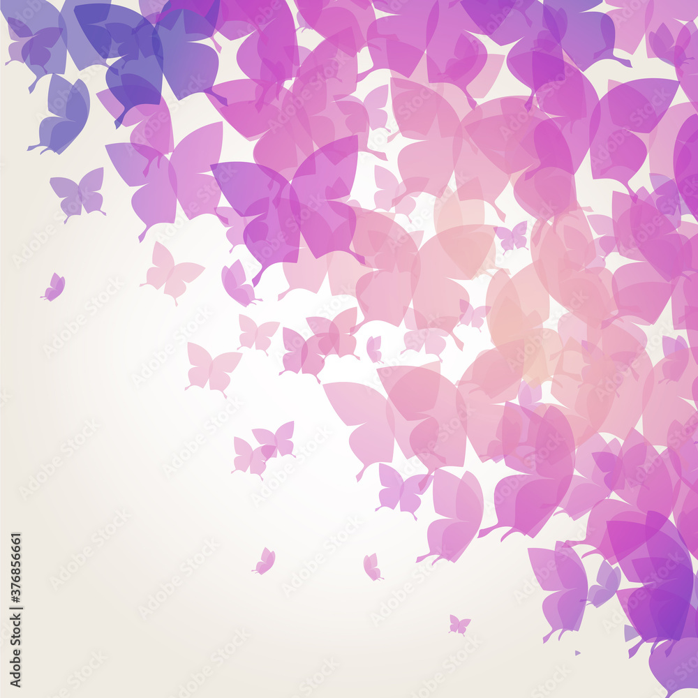Pink and purple butterflies on cream background - vector design Stock