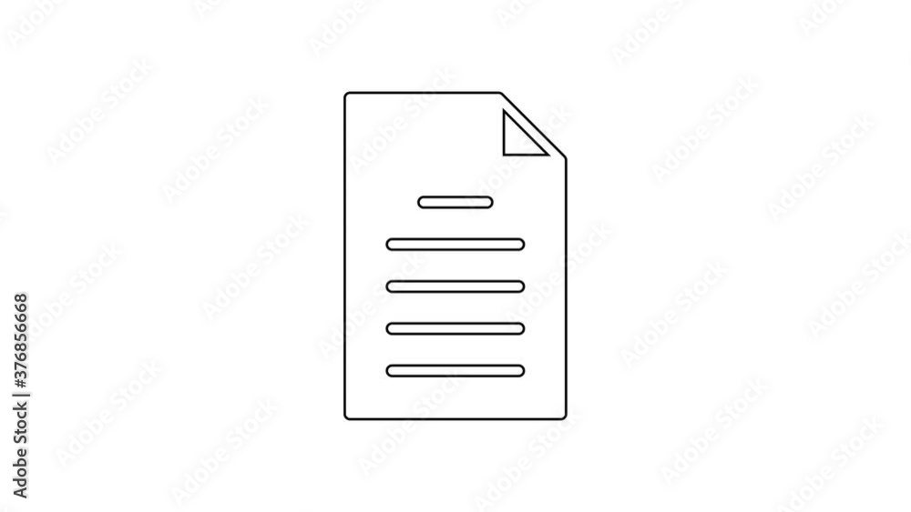 Black line File document icon isolated on white background. Checklist icon. Business concept. 4K Video motion graphic animation. Black line File document icon isolated on white background. Checklist icon. Business concept. 4K Video motion graphic animation.