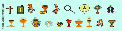 set of eucharist cartoon icon design template with various model. vector illustration
