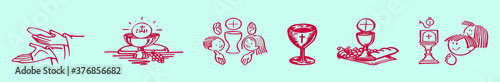set of eucharist cartoon icon design template with various model. vector illustration