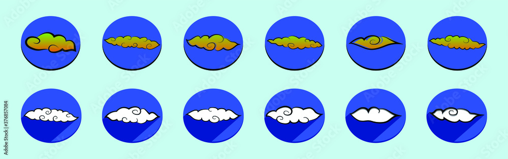 set of chinese clouds cartoon icon design template with various models. vector illustration set of chinese clouds cartoon icon design template with various models. vector illustration