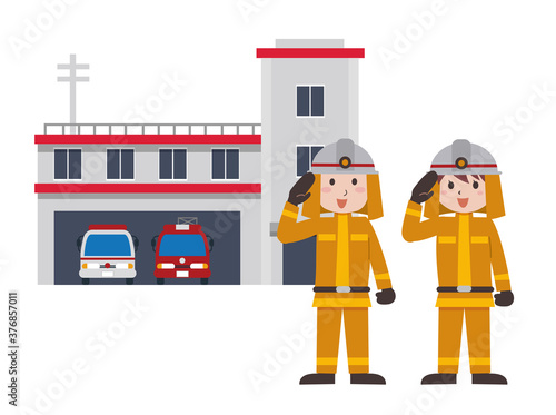 消防士　男女　消防署