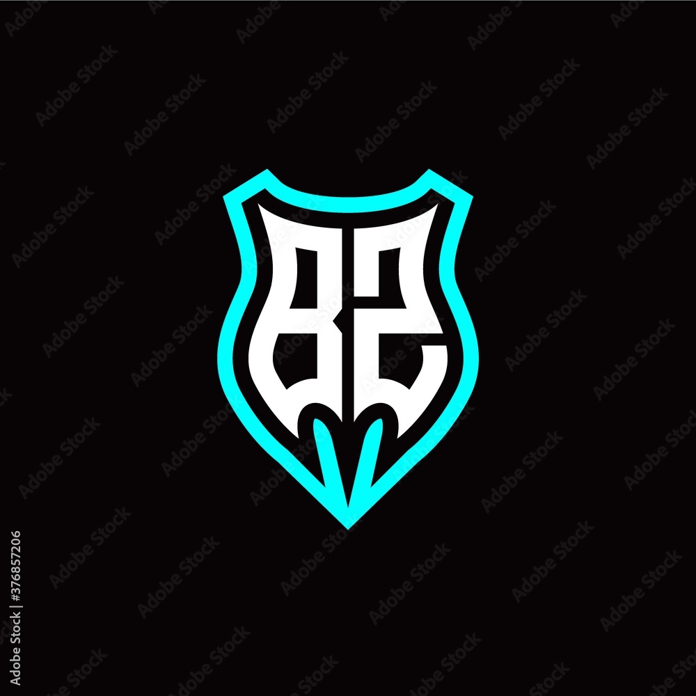 Initial B Z letter with shield modern style logo template vector