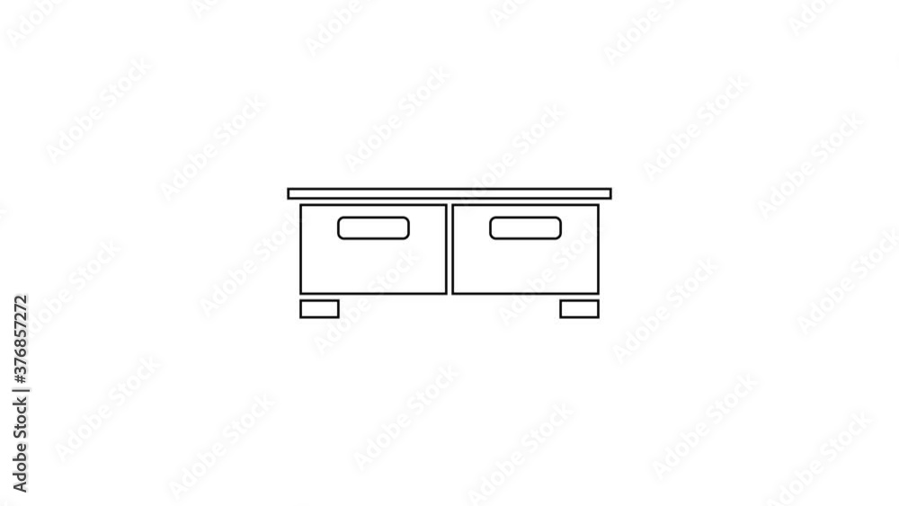 Black line Chest of drawers icon isolated on white background. 4K Video motion graphic animation. Black line Chest of drawers icon isolated on white background. 4K Video motion graphic animation.