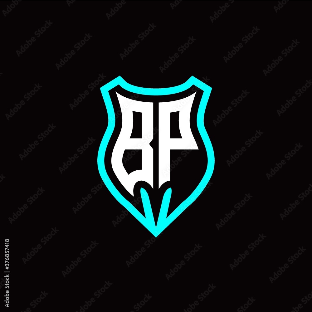 Initial B P letter with shield modern style logo template vector