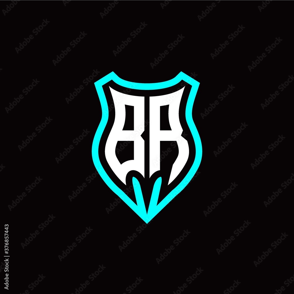 Initial B R letter with shield modern style logo template vector