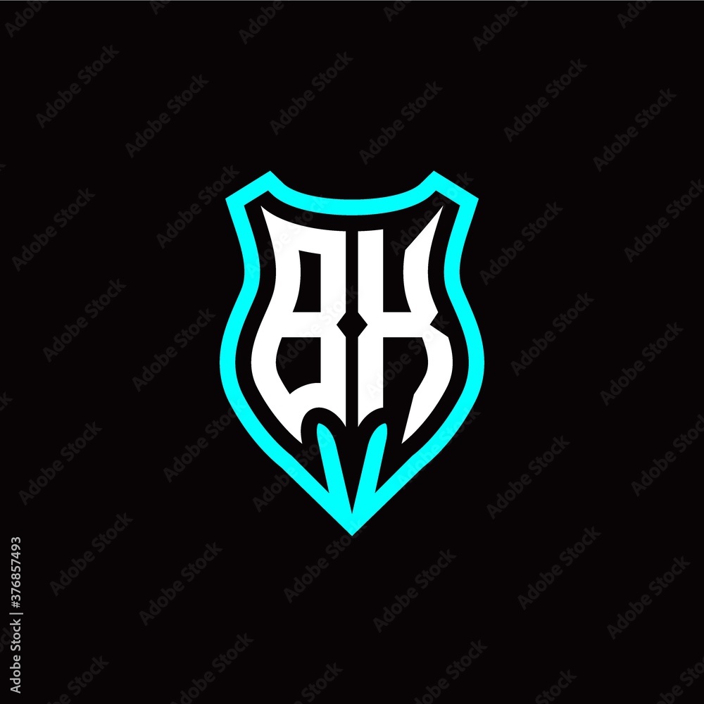 Initial B X letter with shield modern style logo template vector