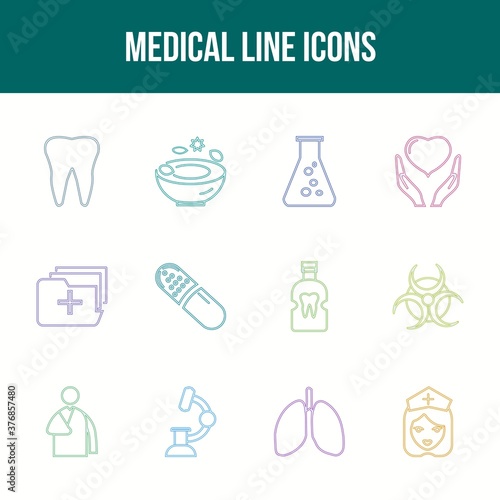 Unique Medical Line icon set photo