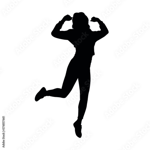 Silhouette Of Cheerful Girl