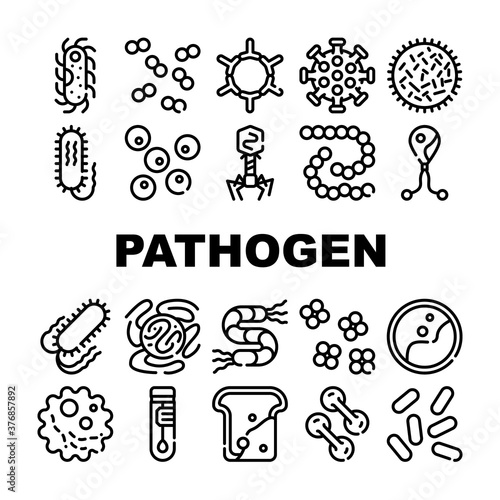 Pathogen Virus Disease Collection Icons Set Vector