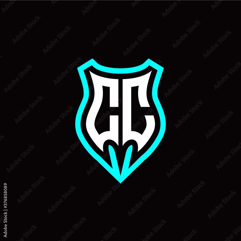 Initial C C letter with shield modern style logo template vector