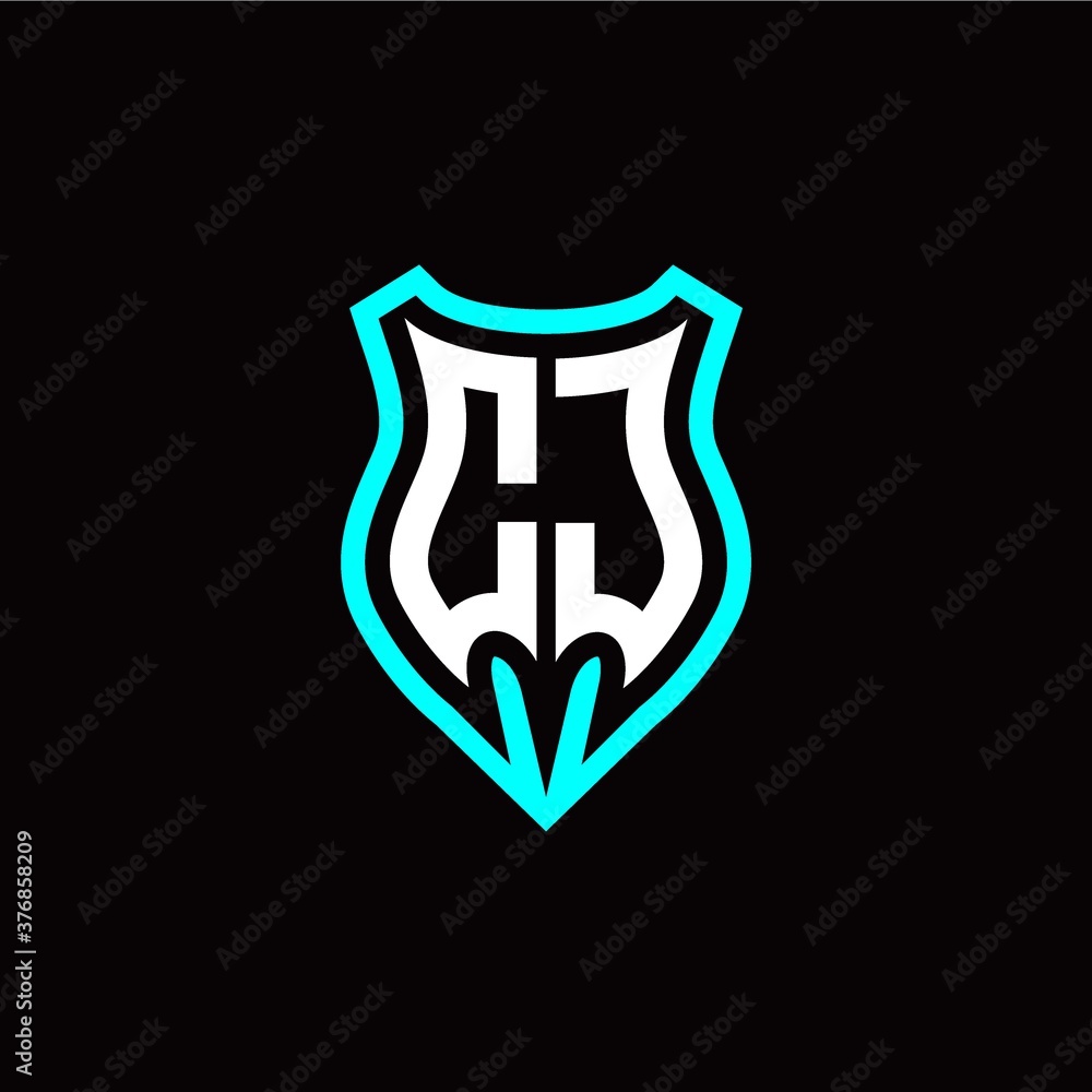 Initial C J letter with shield modern style logo template vector Initial C J letter with shield modern style logo template vector