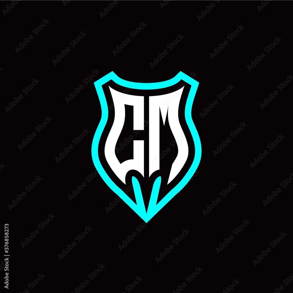 Initial C M letter with shield modern style logo template vector Initial C M letter with shield modern style logo template vector
