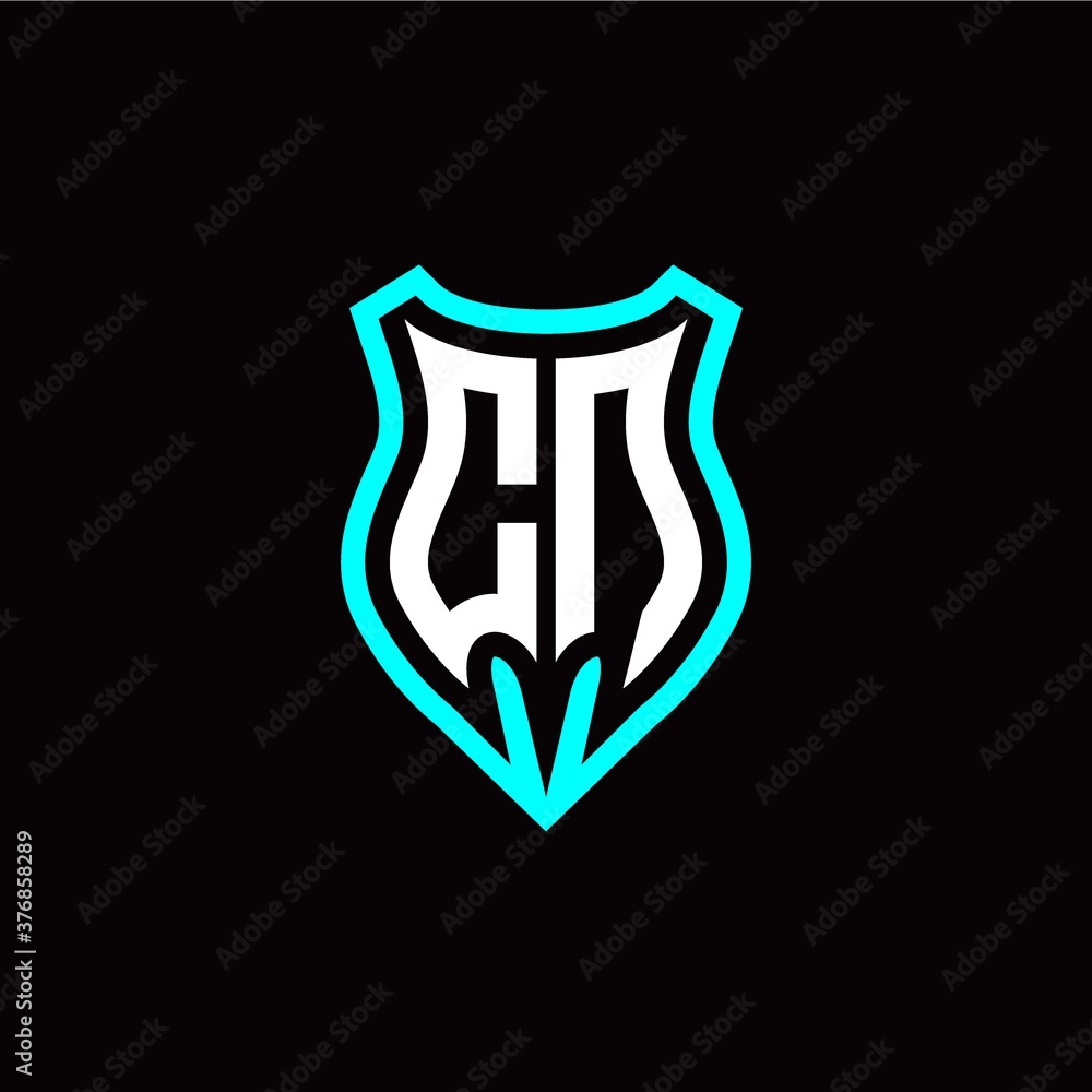 Initial C N letter with shield modern style logo template vector