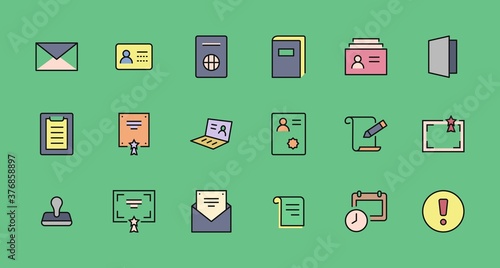 Set of Legal Documents Related Vector Line Icons. Contains such Icon as Visa, Contract, Declaration, License, Permission, Grant and more. Editable Stroke. 32x32 Pixel Perfect