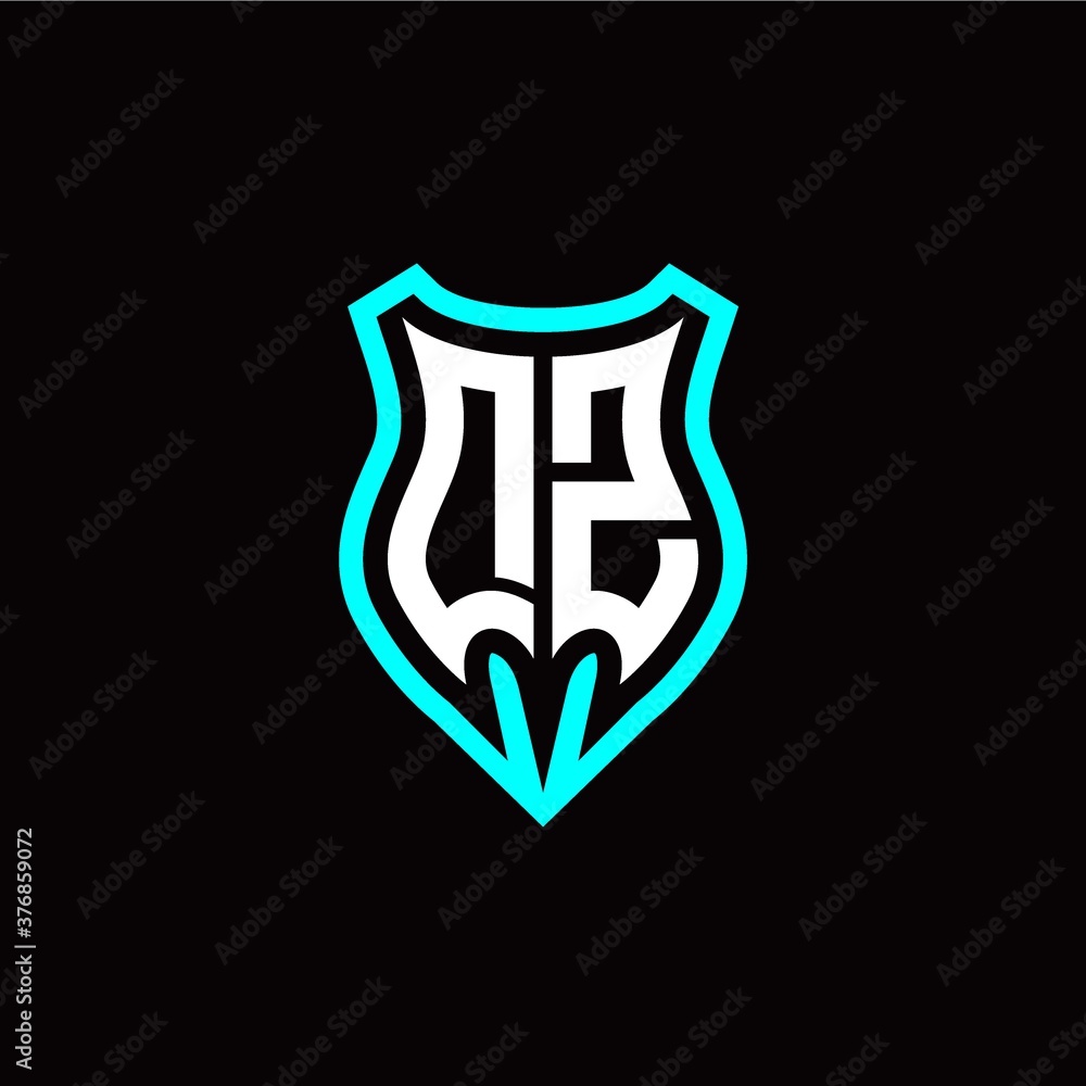 Initial D Z letter with shield modern style logo template vector
