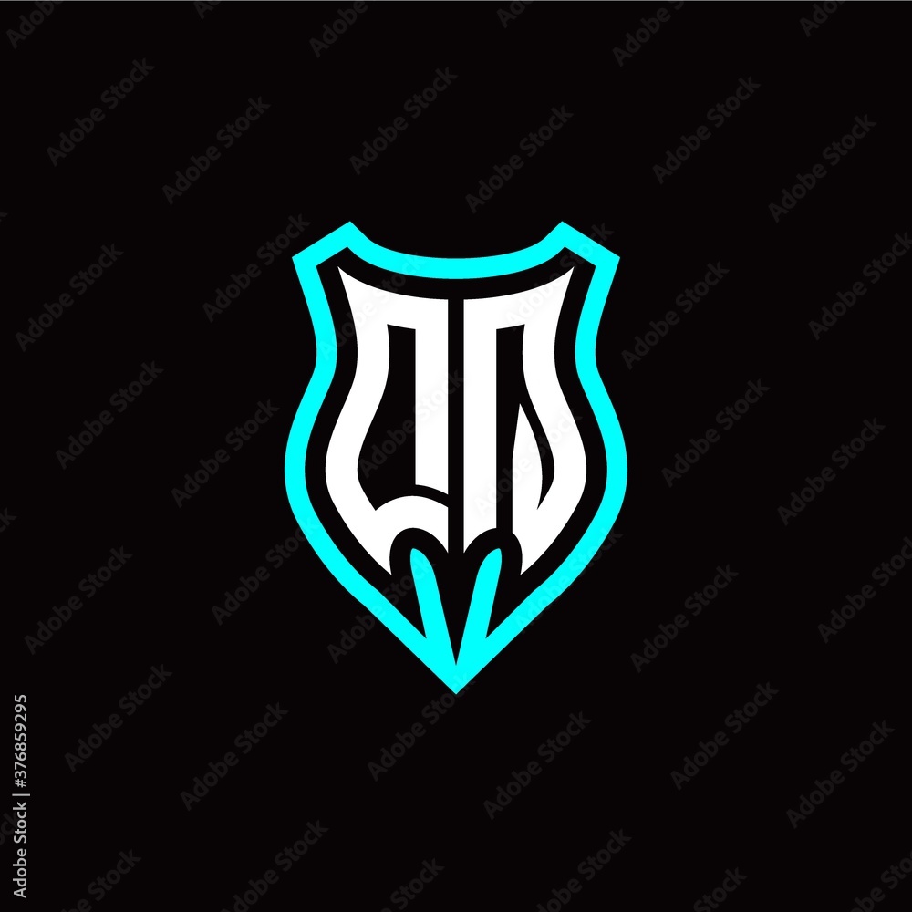 Initial D Q letter with shield modern style logo template vector
