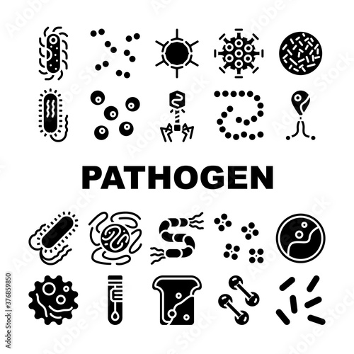 Pathogen Virus Disease Collection Icons Set Vector