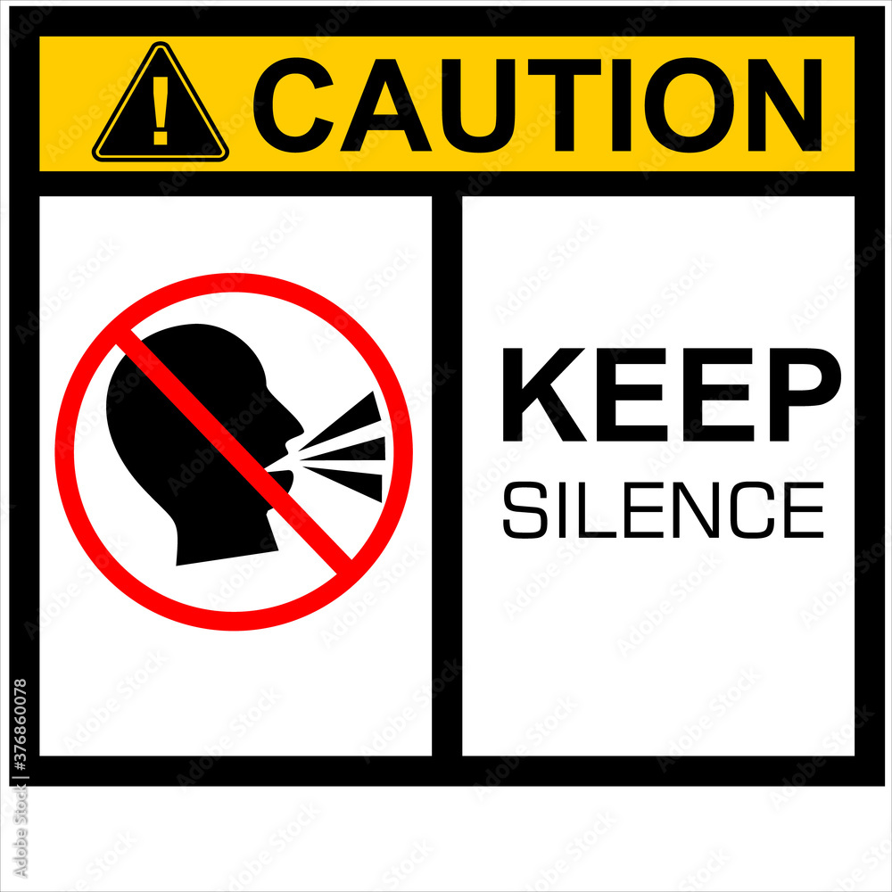 Keep Silent Symbol Sign icon. Be quiet logo instructing silence in an area.  Woman lips with forbidden label, No talking sign. Shut up, no noise  concept. Vector illustration. EPS 10 Stock Vector |