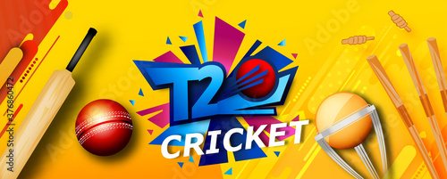 vector Illustration of cricket player ,Creative poster or banner design with background for Cricket Championship poster with illustration of batsman and bowler playing cricket championship 