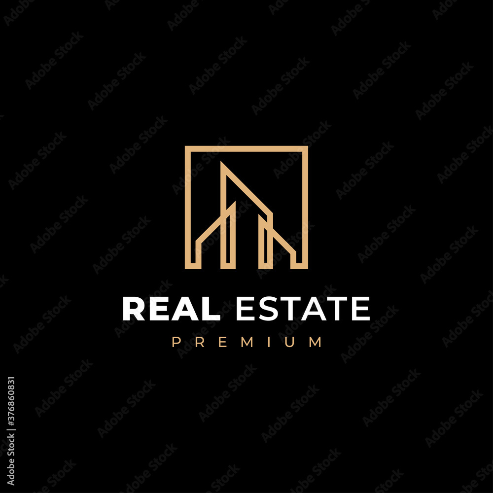 Luxury real estate logo line art design inspiration. vector illustration Luxury real estate logo line art design inspiration. vector illustration