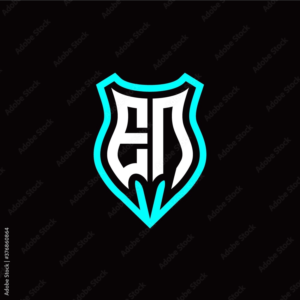 Initial E N letter with shield modern style logo template vector