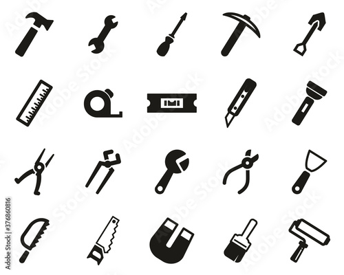 Tools Icons Black & White Set Big