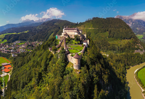 Hohenwerfen Castle is a medieval rock castle in central alps Austria. This beautiful place it has next to Werfen city In Salzach Walley. built in 1075-78 photo
