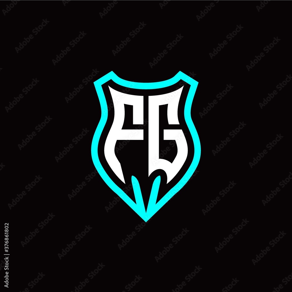 Initial F G letter with shield modern style logo template vector