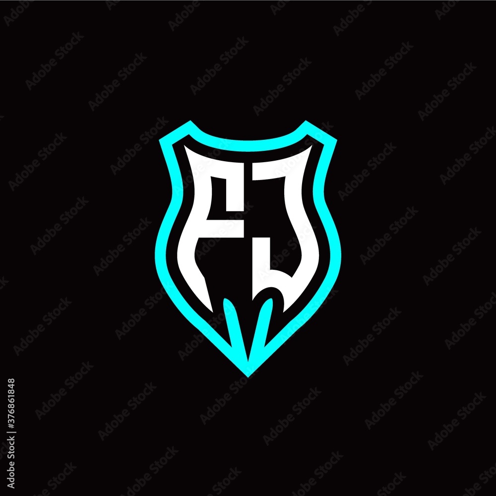 Initial F J letter with shield modern style logo template vector Initial F J letter with shield modern style logo template vector