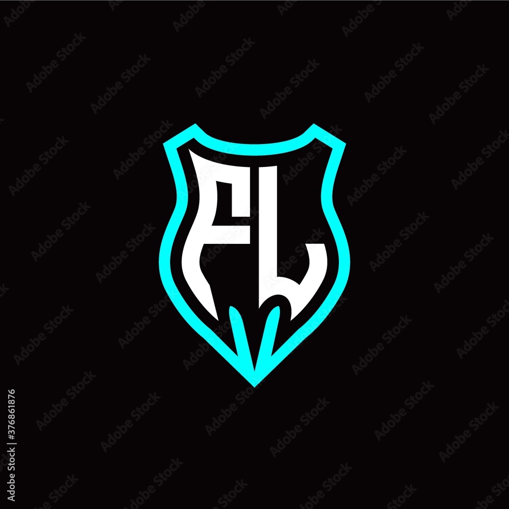 Initial F L letter with shield modern style logo template vector