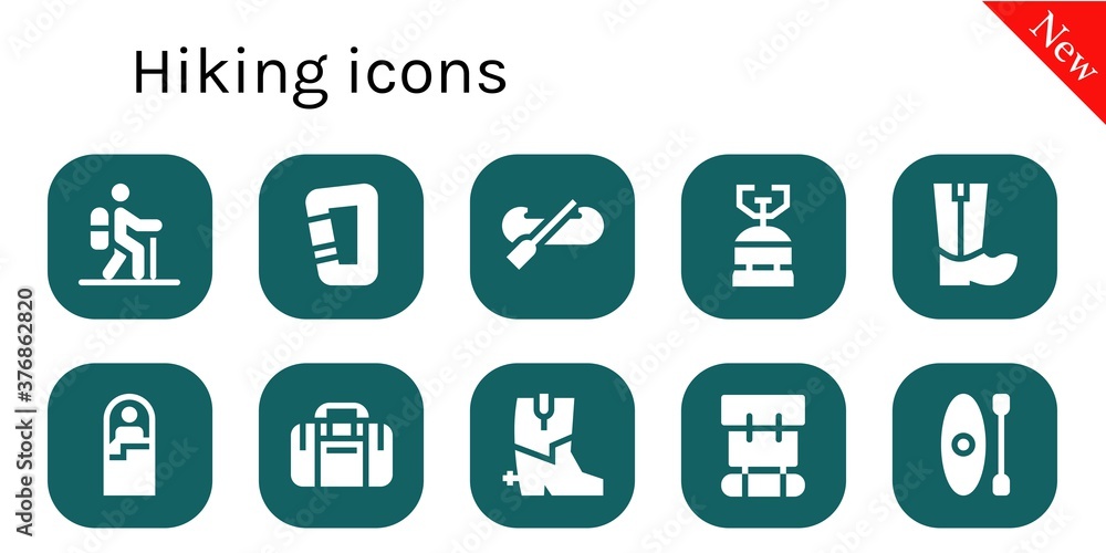 Modern Simple Set of hiking Vector filled Icons Modern Simple Set of hiking Vector filled Icons